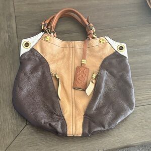 OrYany Pebble Leather Two-Tone Victoria Large Leather Tote Bag